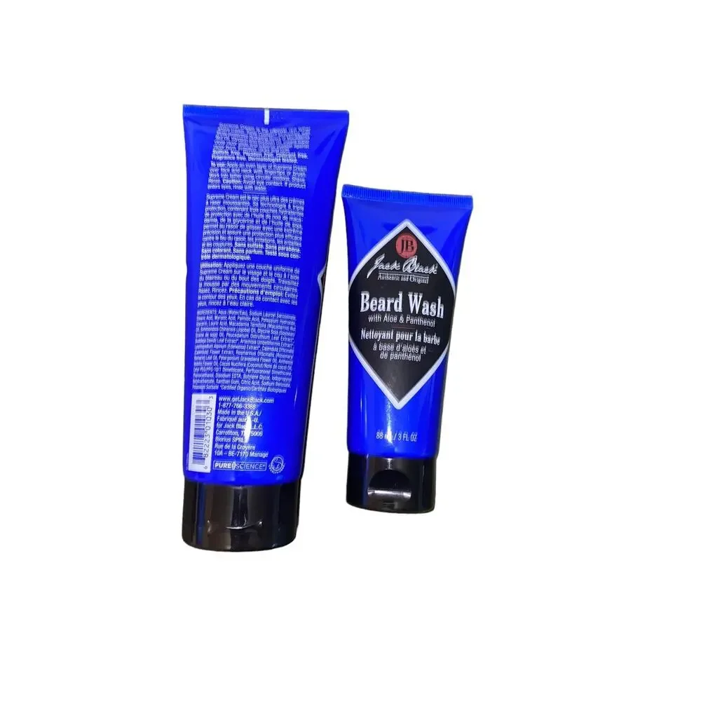 Jack Black Supreme Cream Triple Cushion Shave Lather, 6 oz and Beard Wash 3 oz.